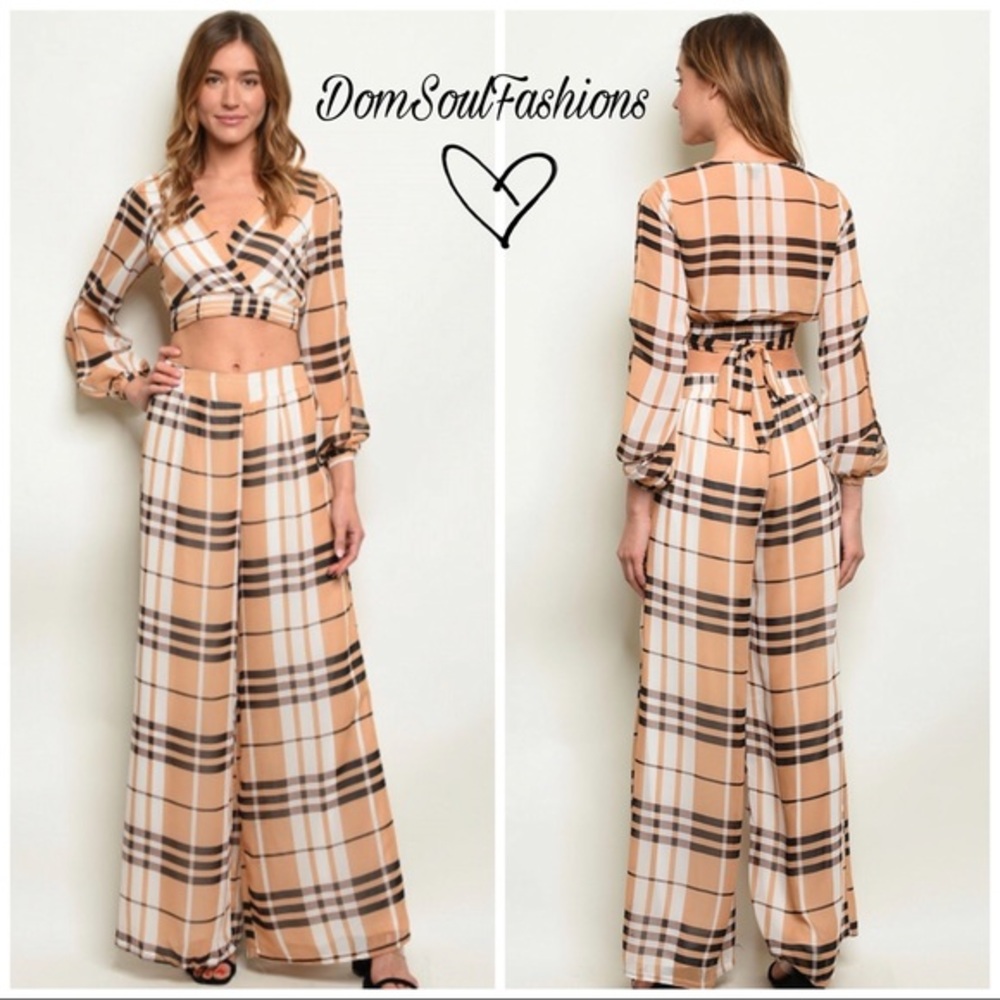 ✴️New Plaid Yacht Crop top Pants 2 pc Set✴️